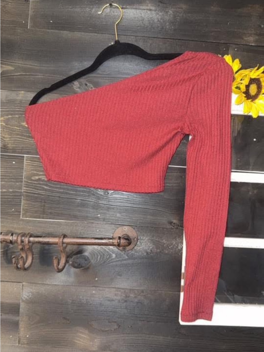 SHEIN One-Shoulder Ribbed Crop Top - Red
